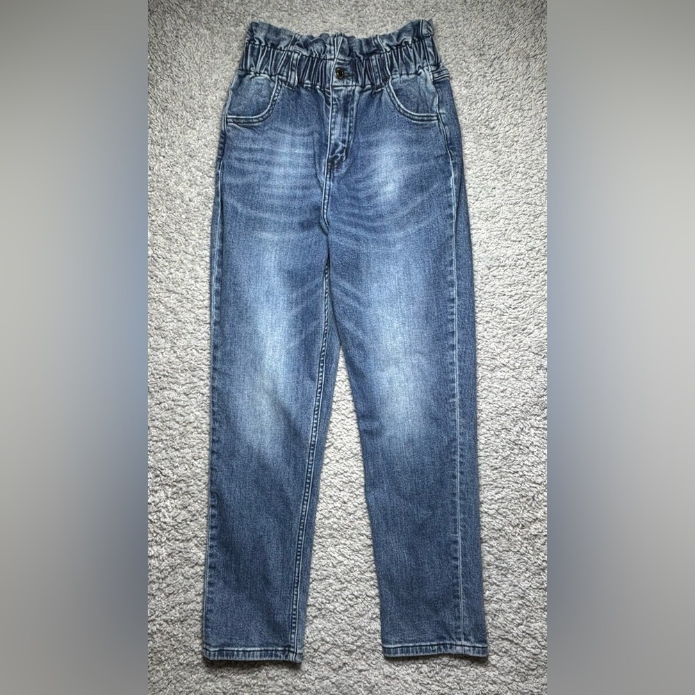 Vervet Jeans Womens 25 Paper Bag Waist Straight Regular Wash Denim Classic Party